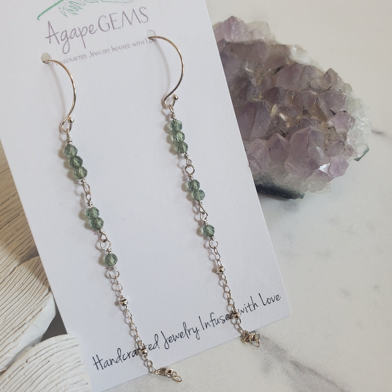 Earrings - Green Apatite Skinnies