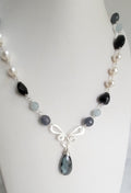 Necklace - denim butterfly