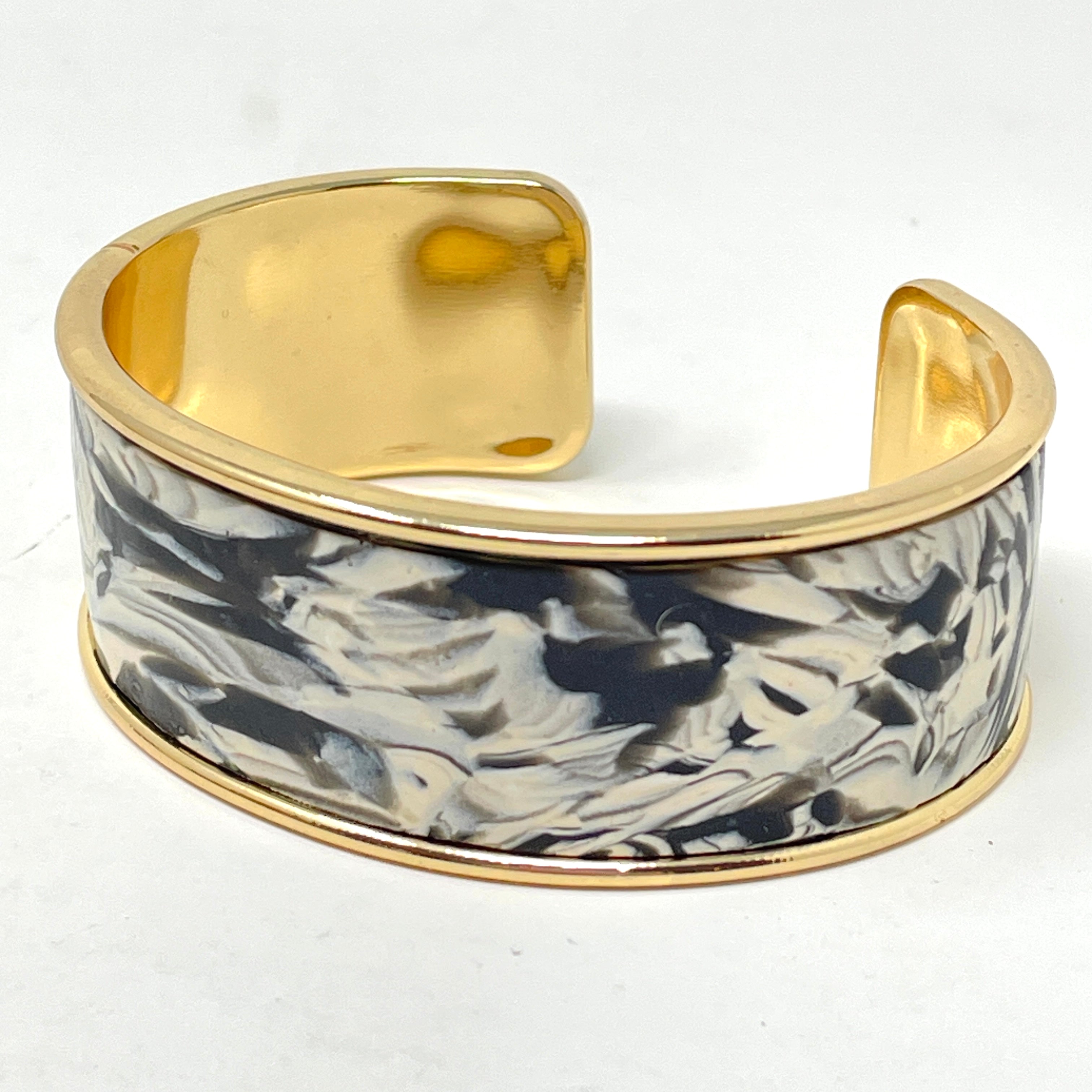 Cuff - Black and White Marble