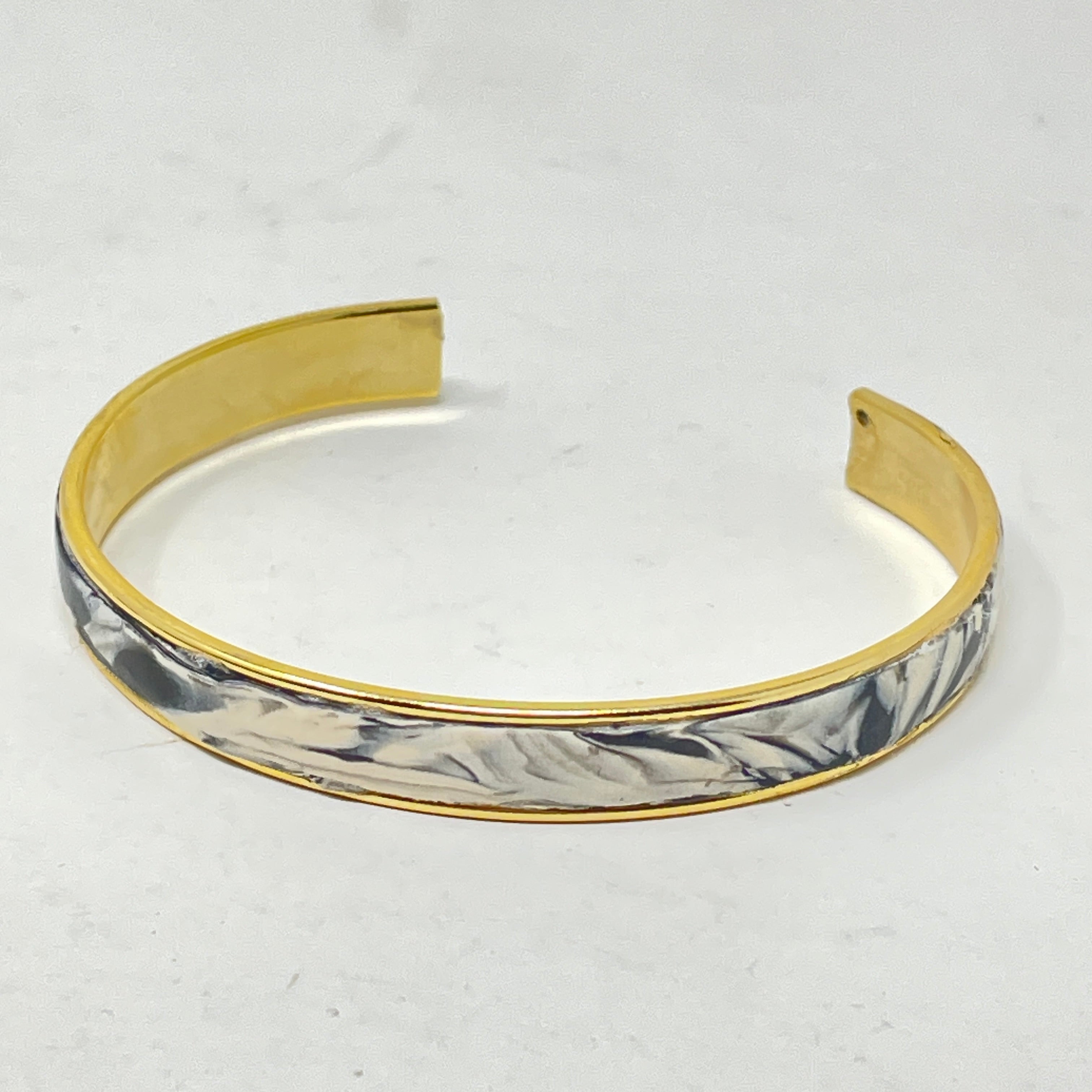 Cuff - Black and White Marble