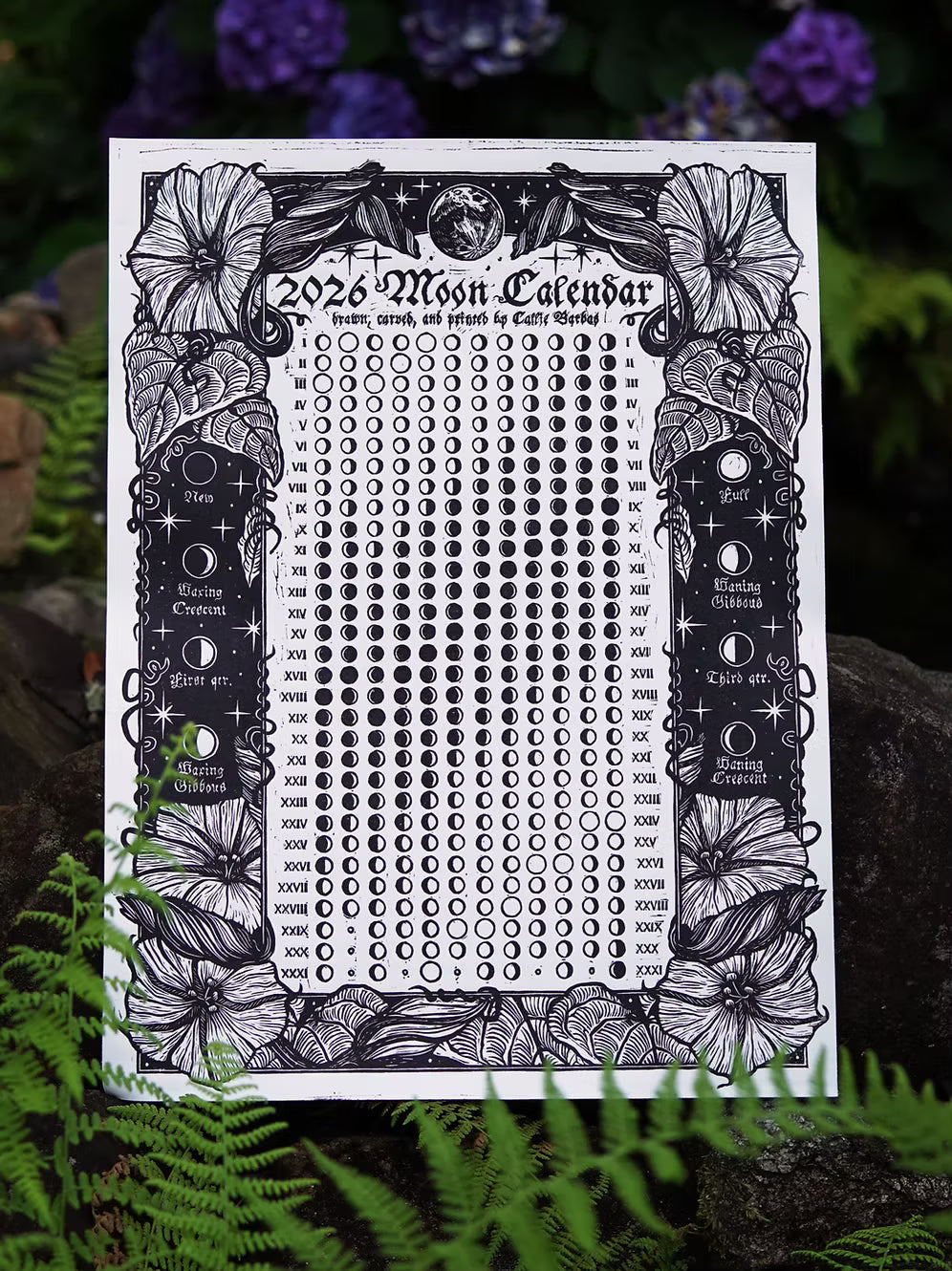 Block Print - Moon Calendar 2026