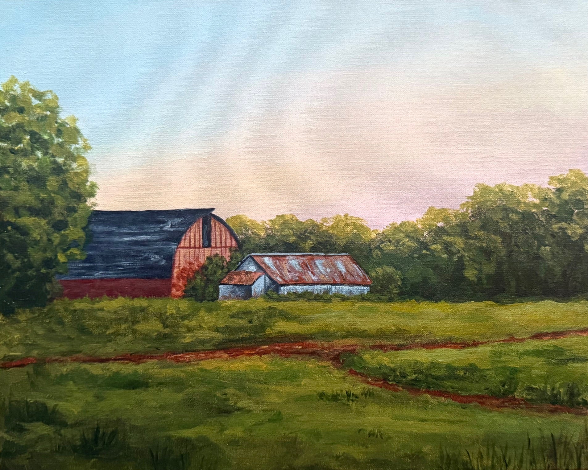 Print - Barn at sunset