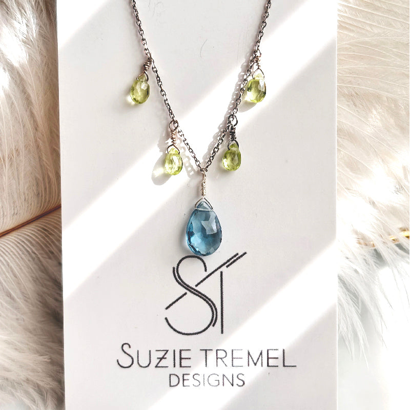 Necklace - blue topaz + peridot