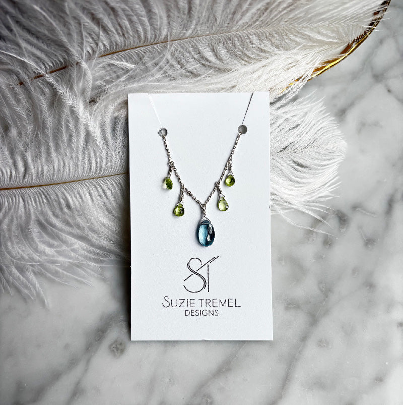 Necklace - Blue Topaz Peridot Pendant