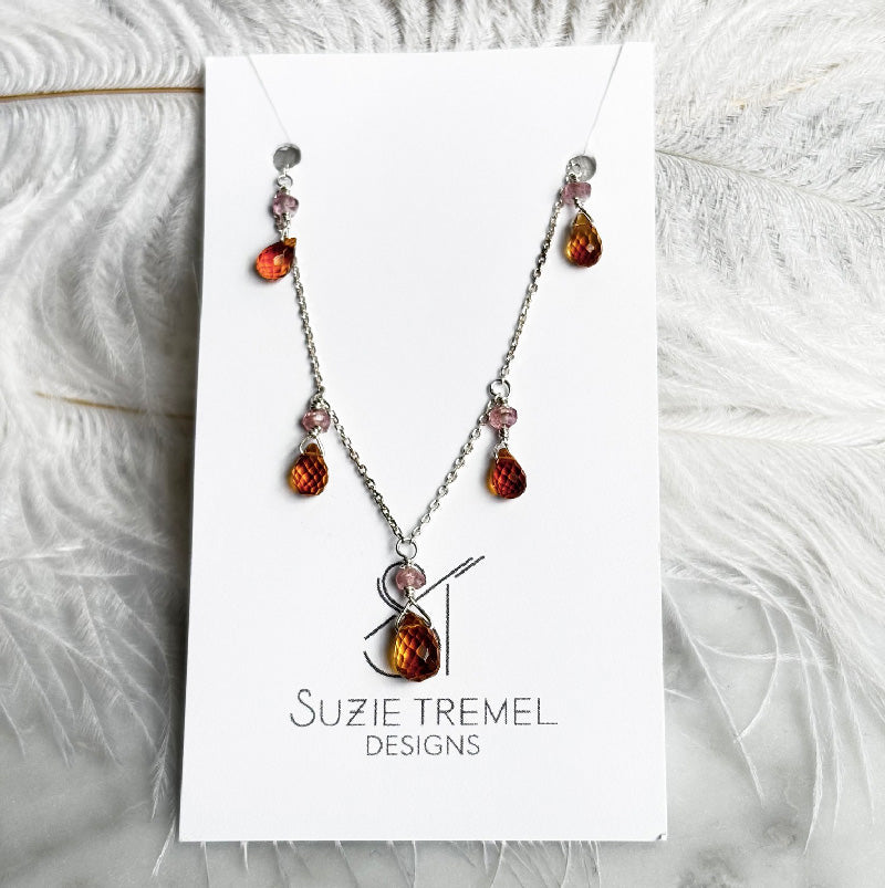Necklace - Citrine Drops Pendant
