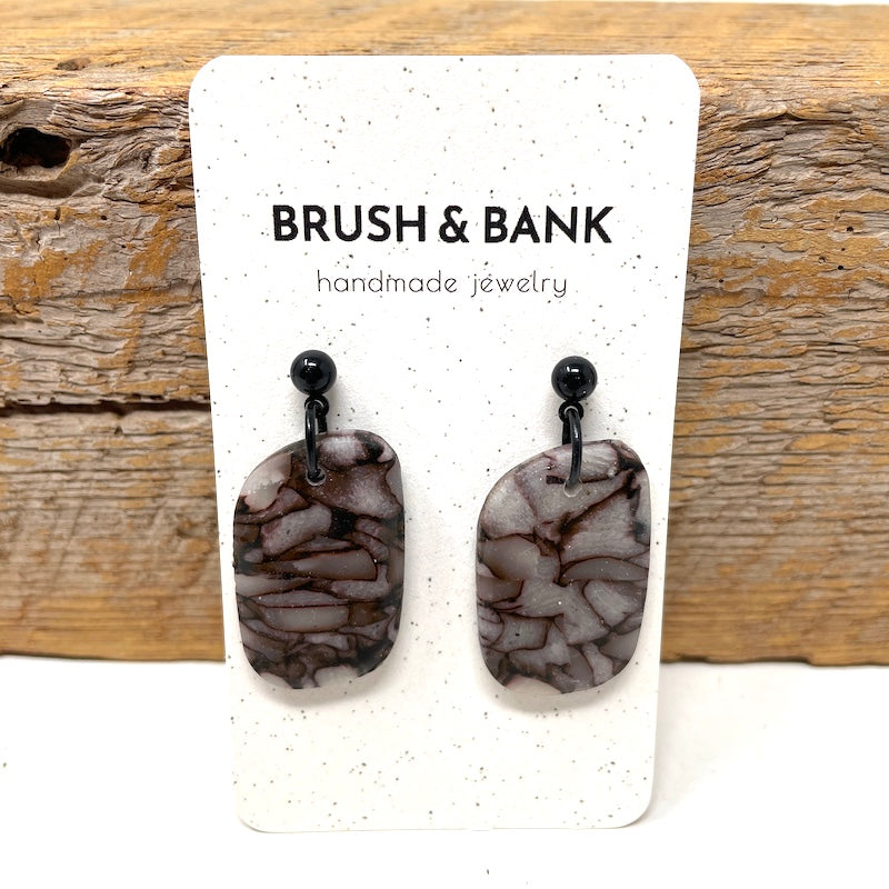 Earrings - Dark Gray Marble