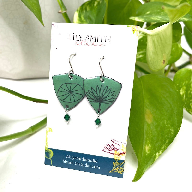 Sea Glass Green Lotus Earrings