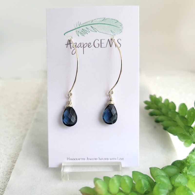 Earrings - Mini Gem Arcs | London Blue