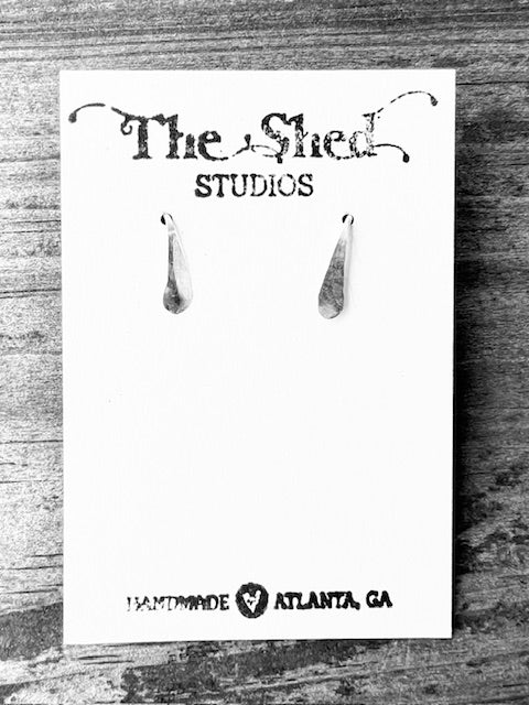 Earrings - Huggie Hammered Silver