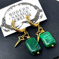 Earrings - Malachite Huggies