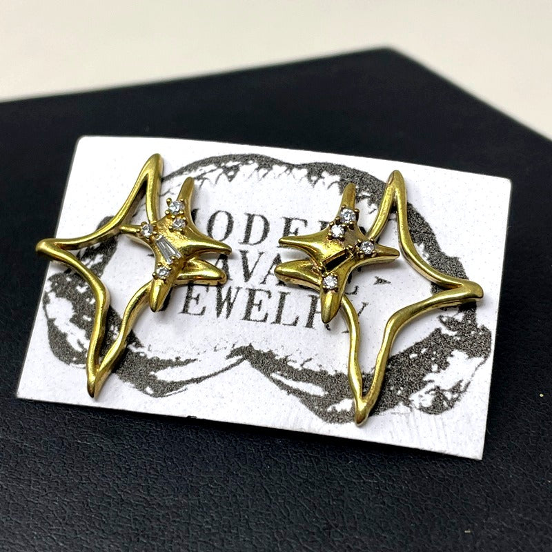 Studs - Double Stars w/rhinestones