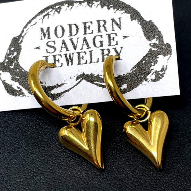 Earrings - G old Heart Huggies