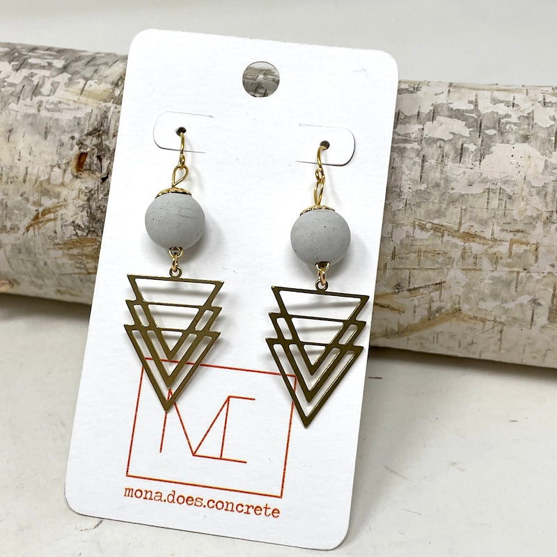 Earrings - Concrete Layered Triangle