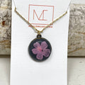 Necklace | Charcoal Floral Round