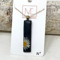 Necklace | Charcoal Floral Long Rectangle