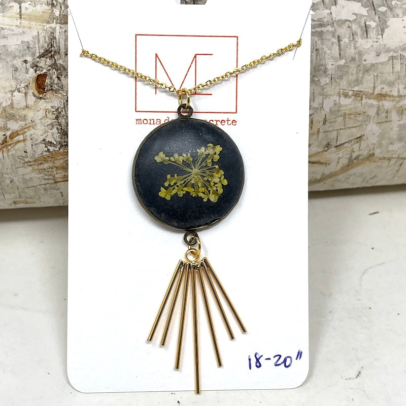 Necklace | Charcoal Floral Round with Spray