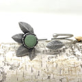 Cuff - Asymmetrical flower + Concrete Green