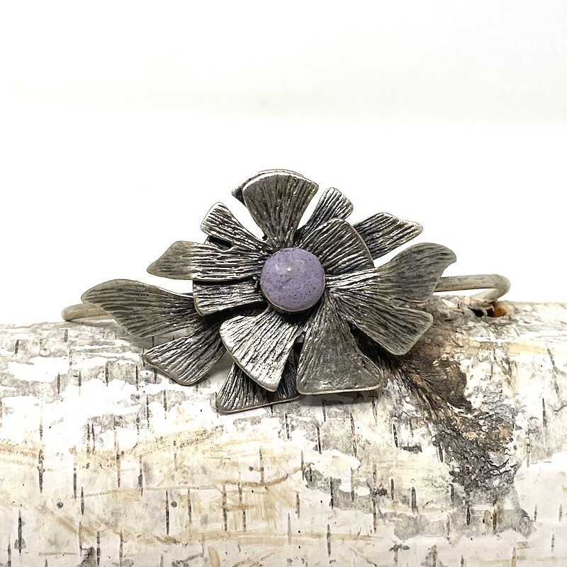 Cuff -Multi Layered flower + Concrete Purple