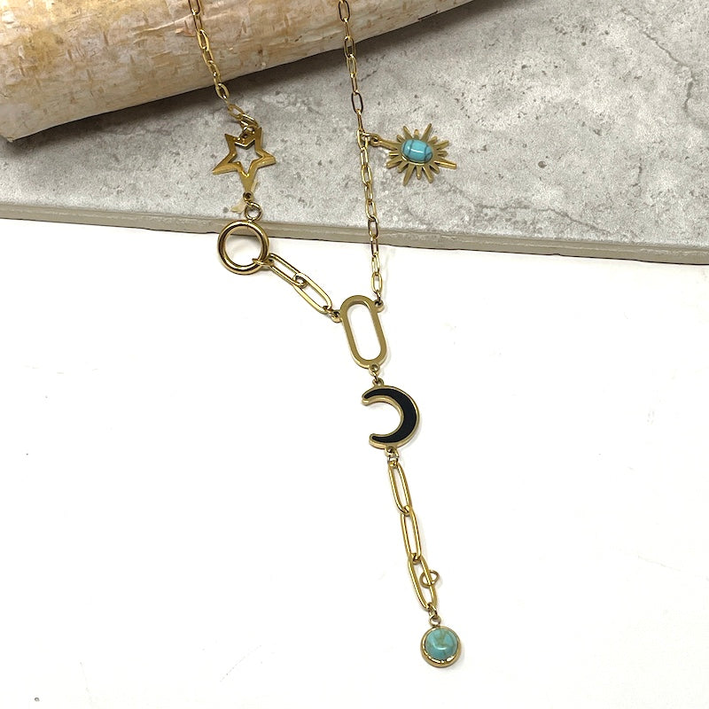 Choker - Moon + Stars w/Turquoise