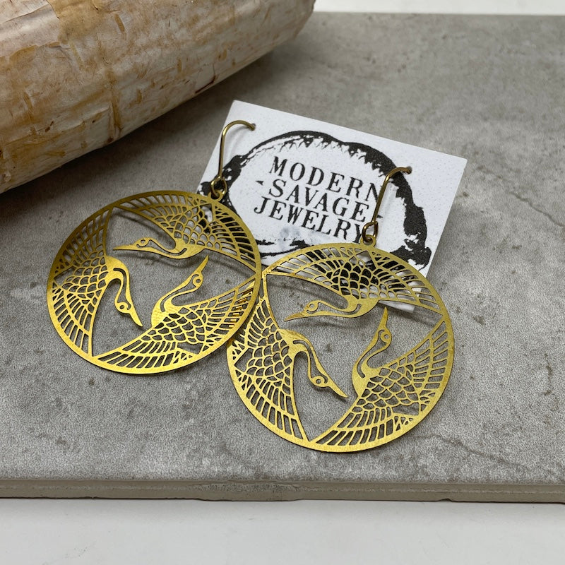 Earrings - Circle Cranes
