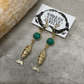 Earrings - Moveable fish | Emerald