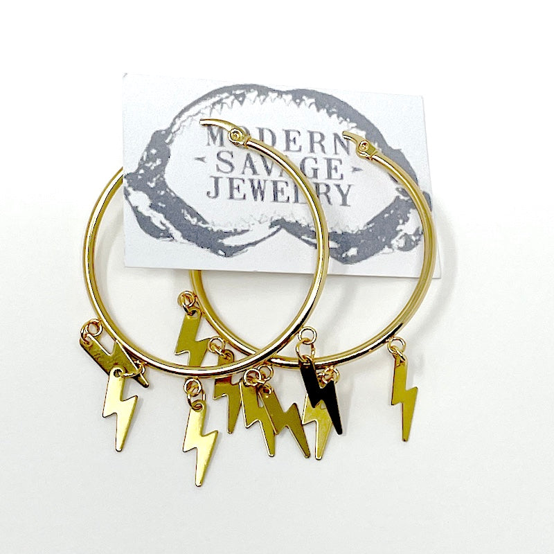 Earrings - Lightning Bolt Hoops