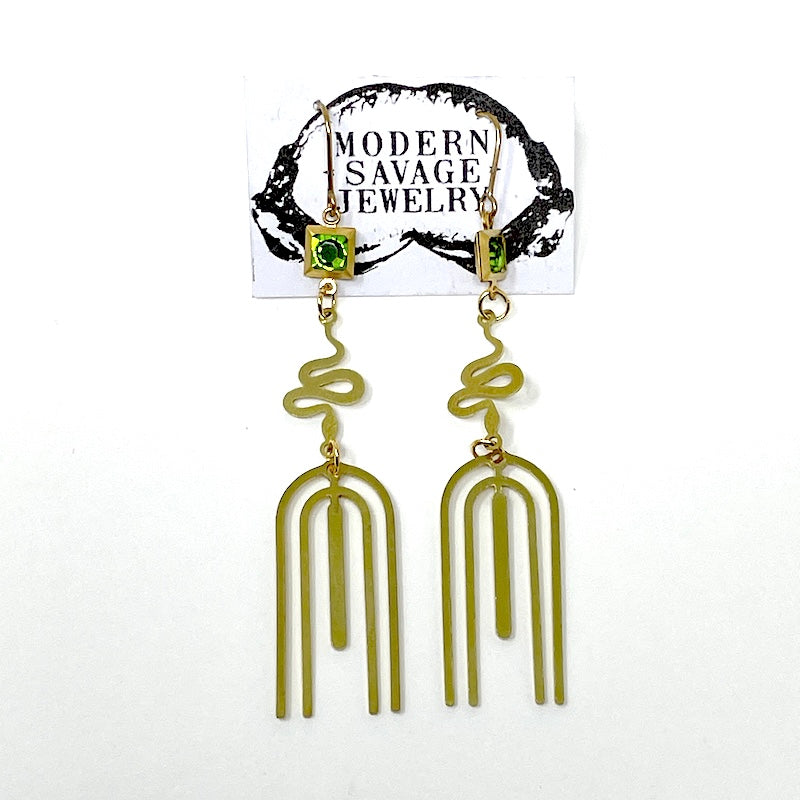 Earrings - Art Deco Snake Paridot