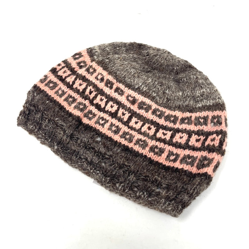 Knit Cap - Brown and Pink