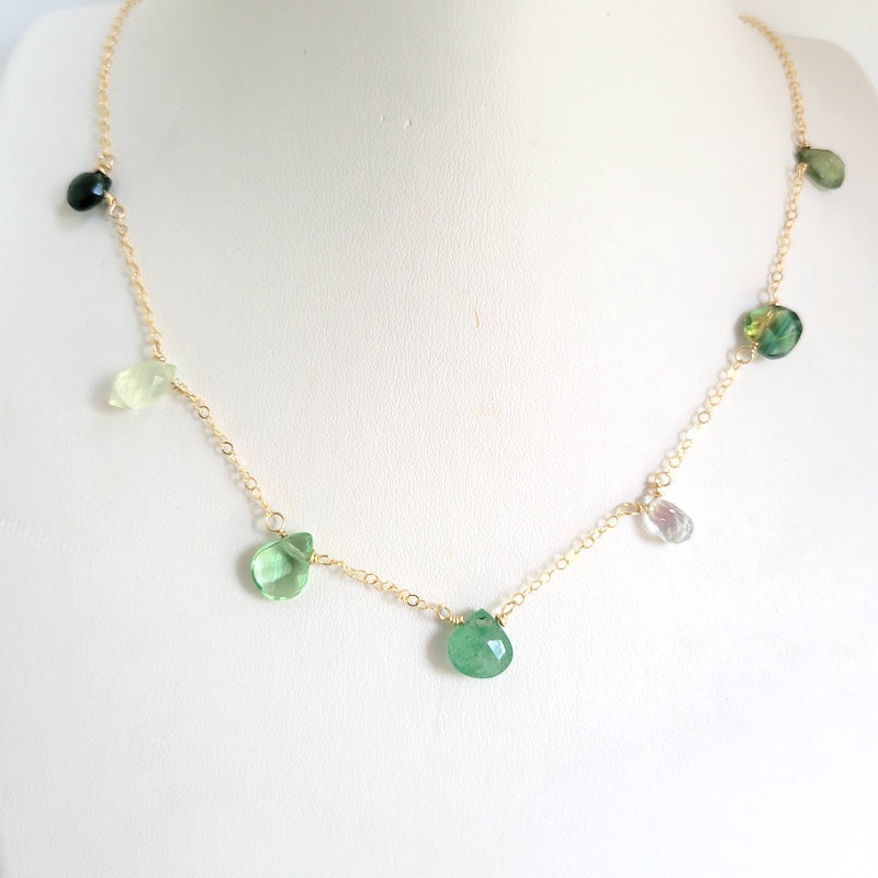 Necklace - mixed gem choker gold filled