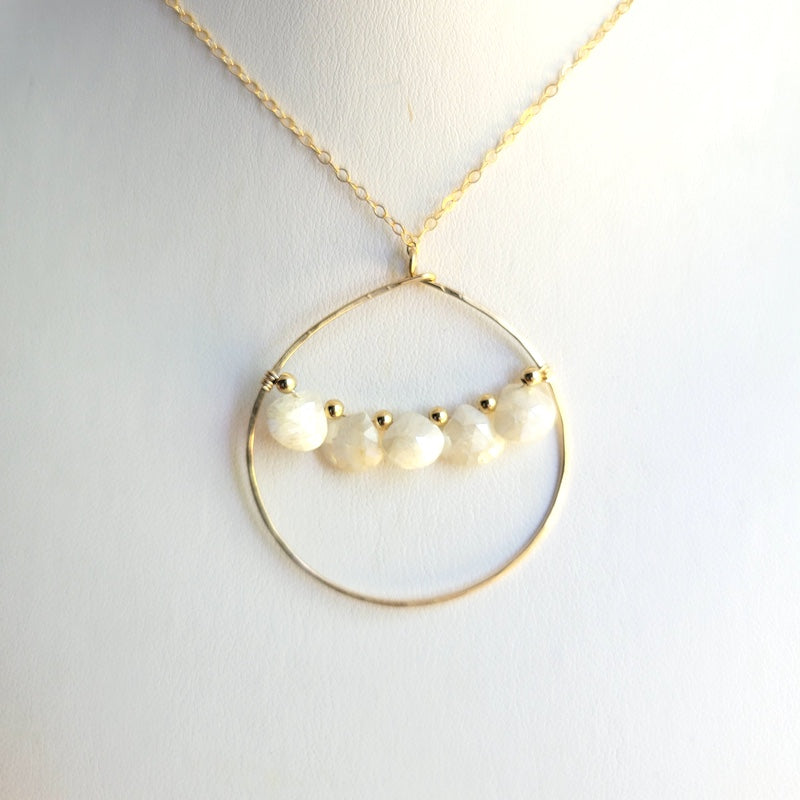 Necklace - moonstone hoop