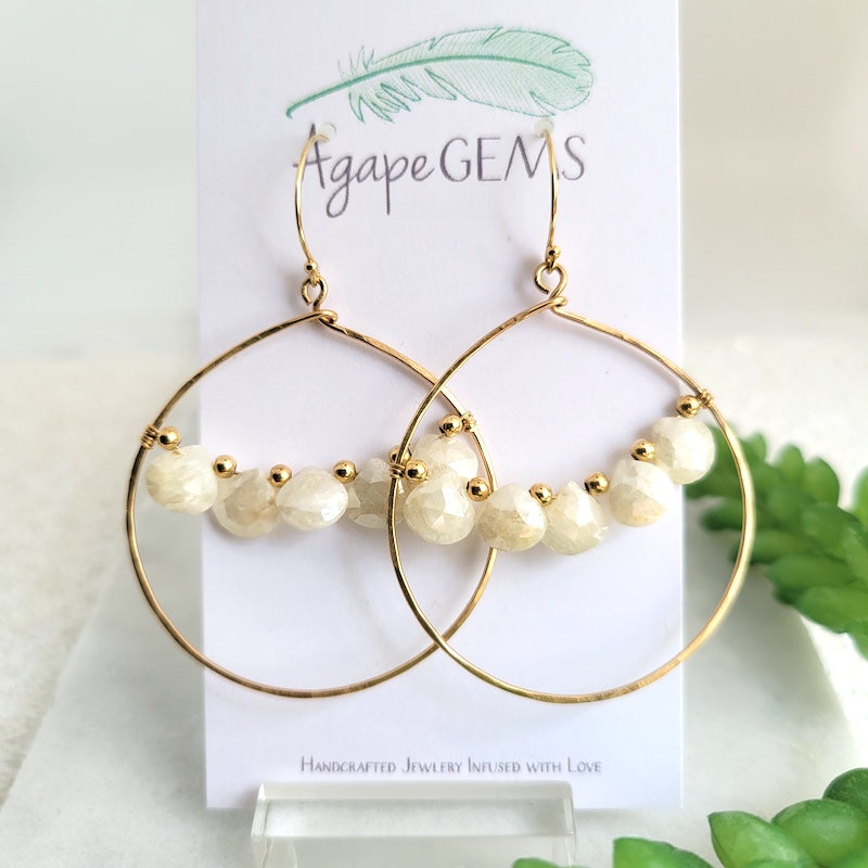 Earrings - Moonstone Hoops