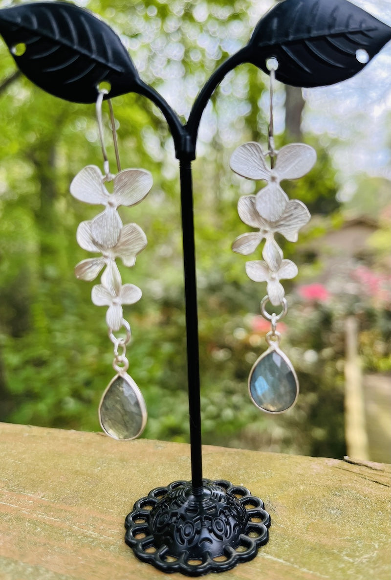 Earrings - Silver Orchid