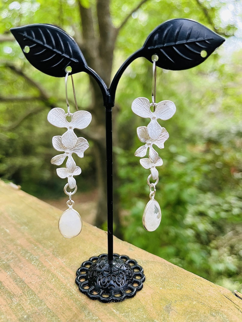 Earrings - Silver Orchid
