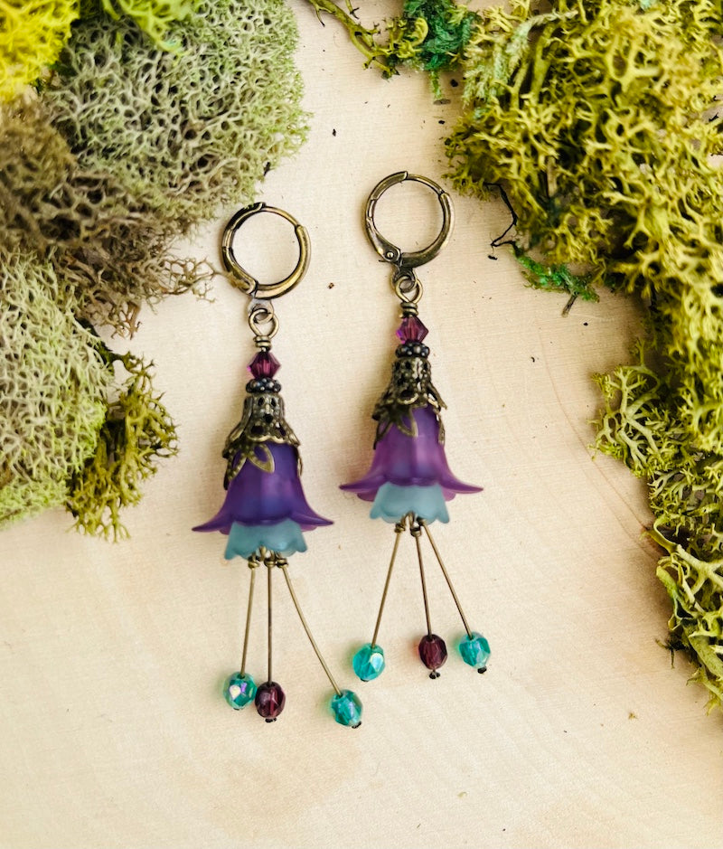 Earrings - Mystic Flowers | Purple + Teal