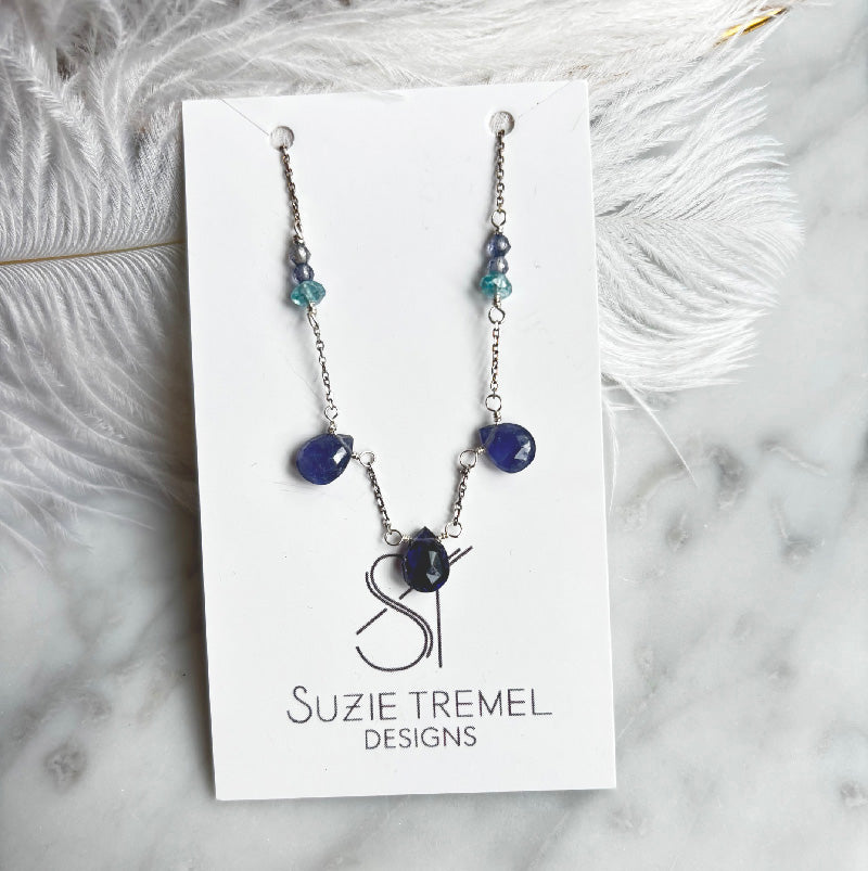 Necklace - Sapphire Drops Pendant