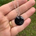Small Black Cosmos Doodle Necklace