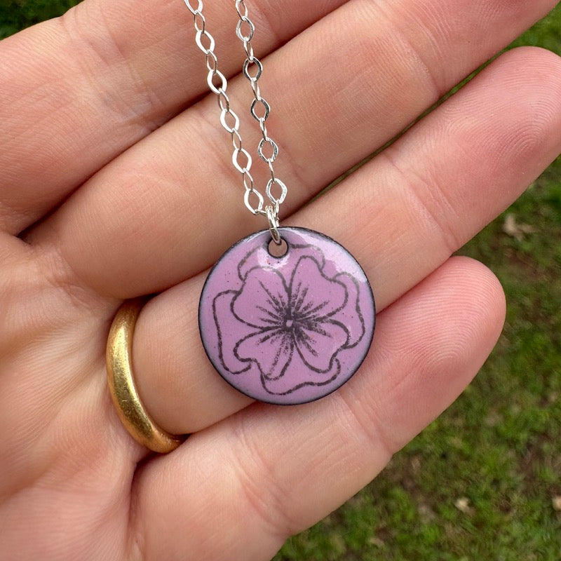 Small Orchid Pink Violet Doodle Necklace