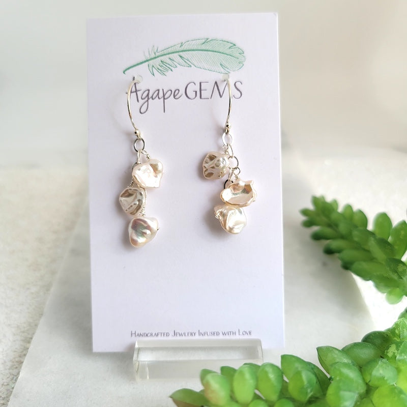 Earring - Triple Keshi Drops