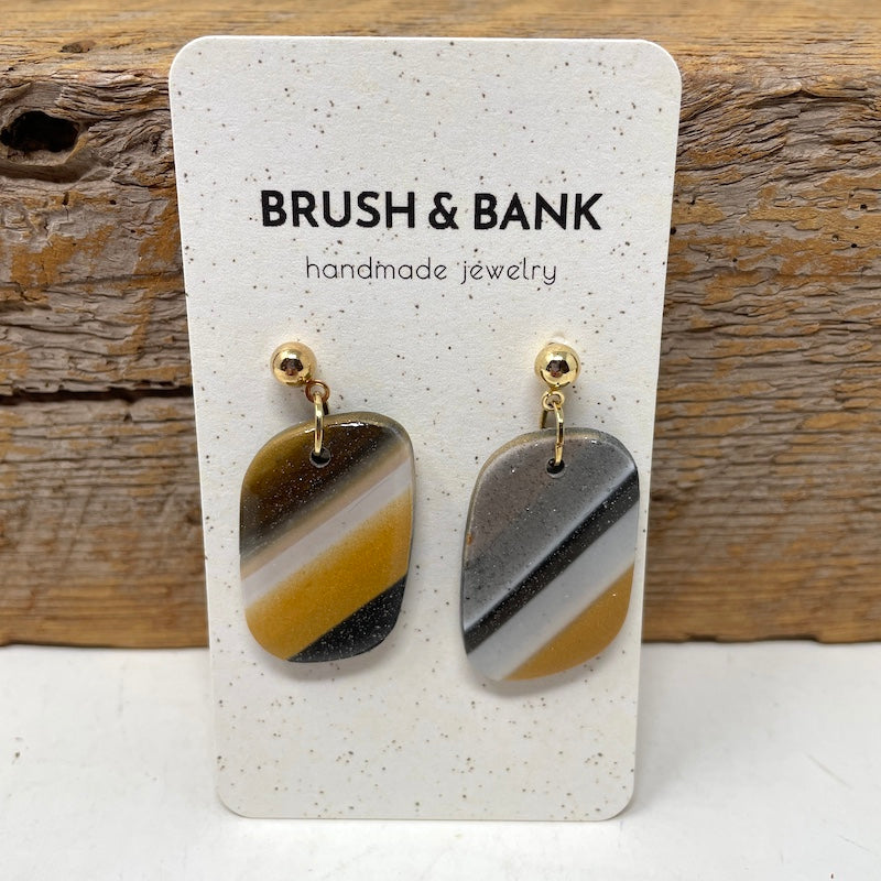 Earrings - Yellow Black Rectangle