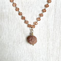 Necklace - Pink Crystal W/Carved Agate