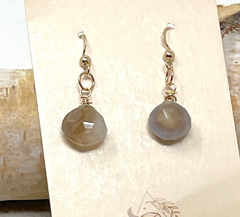 Earrings - Jasper Or Agate Drops