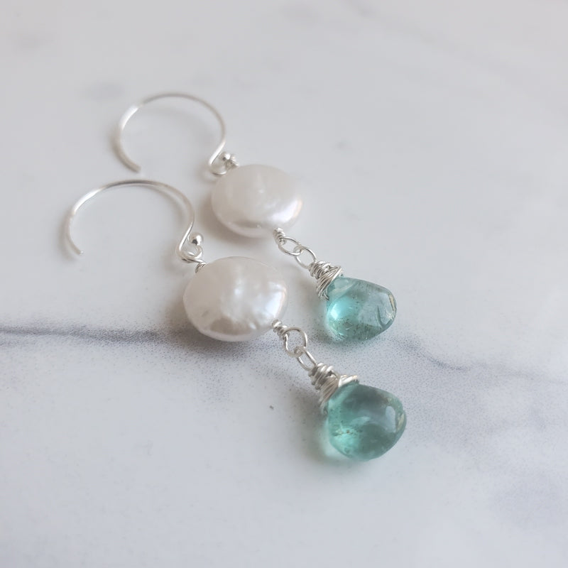 Earrings - Apatite Pearl Drops