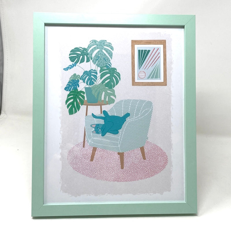 Framed Print - Feline Good | 8 x 10 Mint Frame