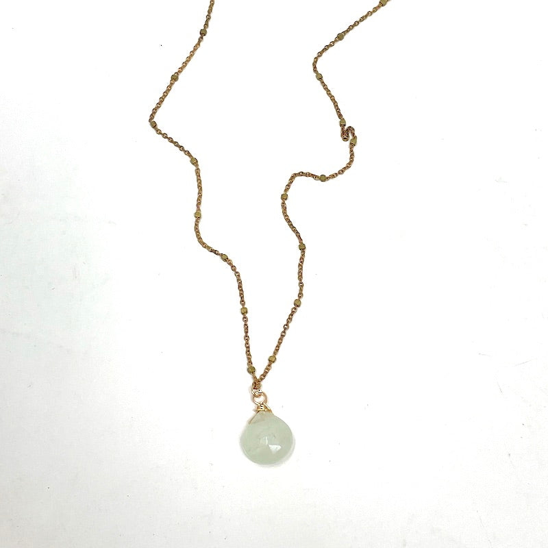 Necklace - Brass Aquamarine