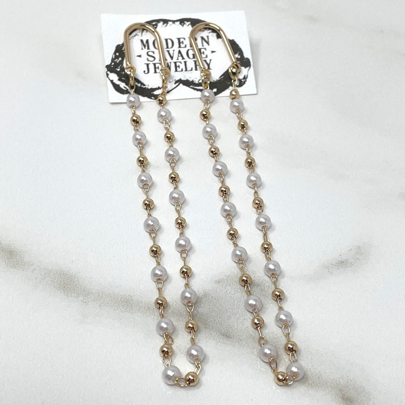 Earrings - Arched Pearl Drops
