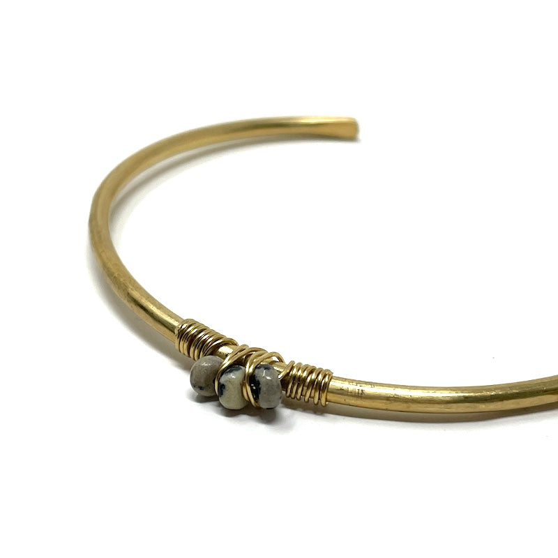 Bracelet - Brass + Bead Dalmation Jasper