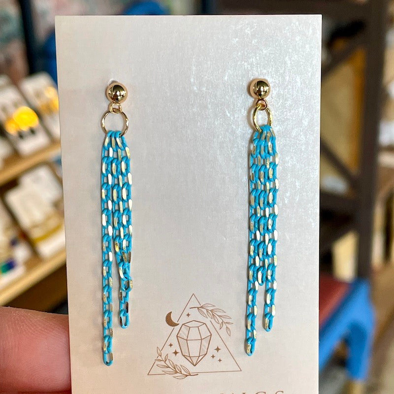 Stud - Blue Enamel Chain