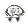 Earrings - Blue triangle huggies