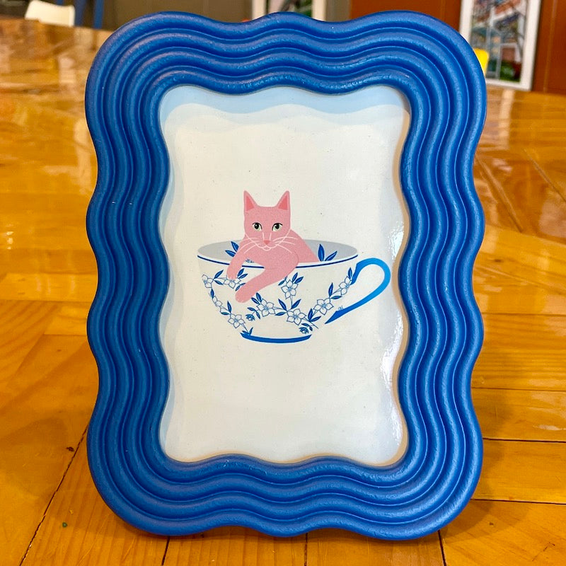 Framed Print - Cup Of Kittea I Wavy Blue