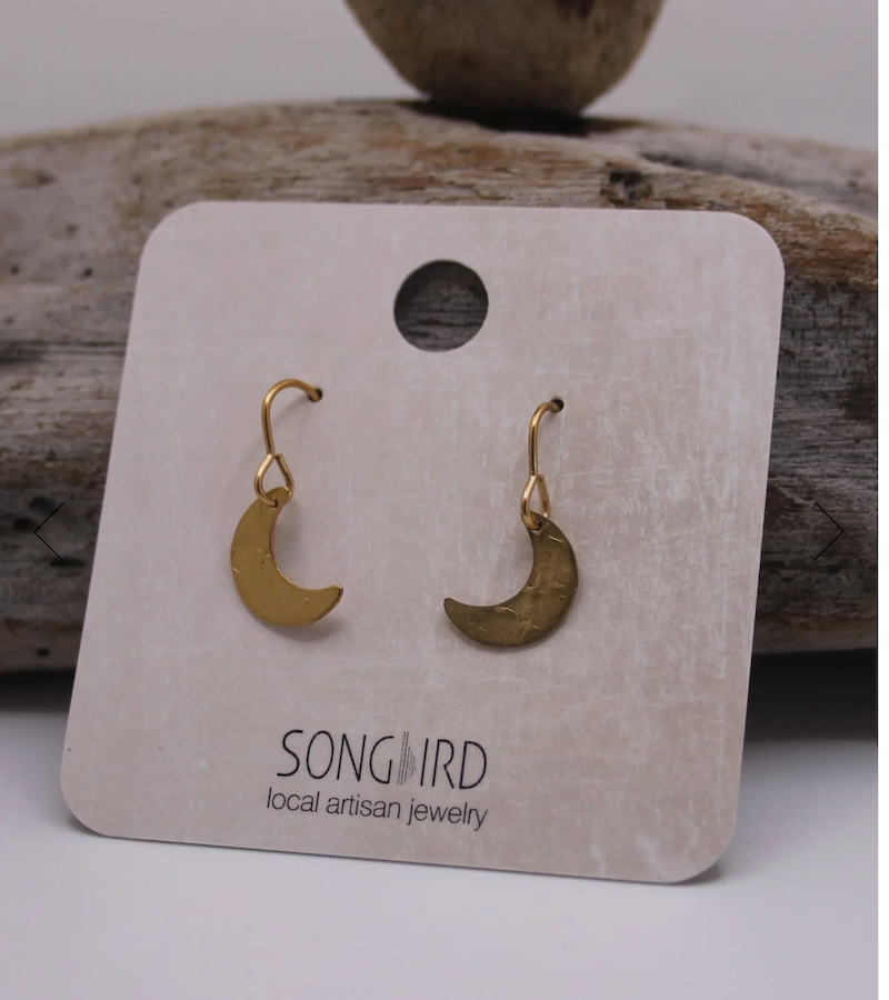 Earrings - Tiny Moon | Brass